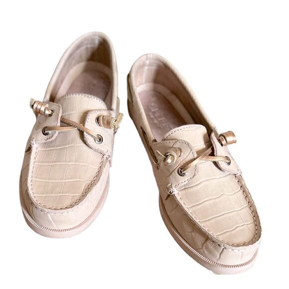 Sperry Vida Croc Nubuck Boat Shoes Pink Size 6 - Picture 1 of 8